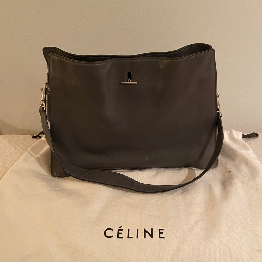 Celine grey leather shoulder bag